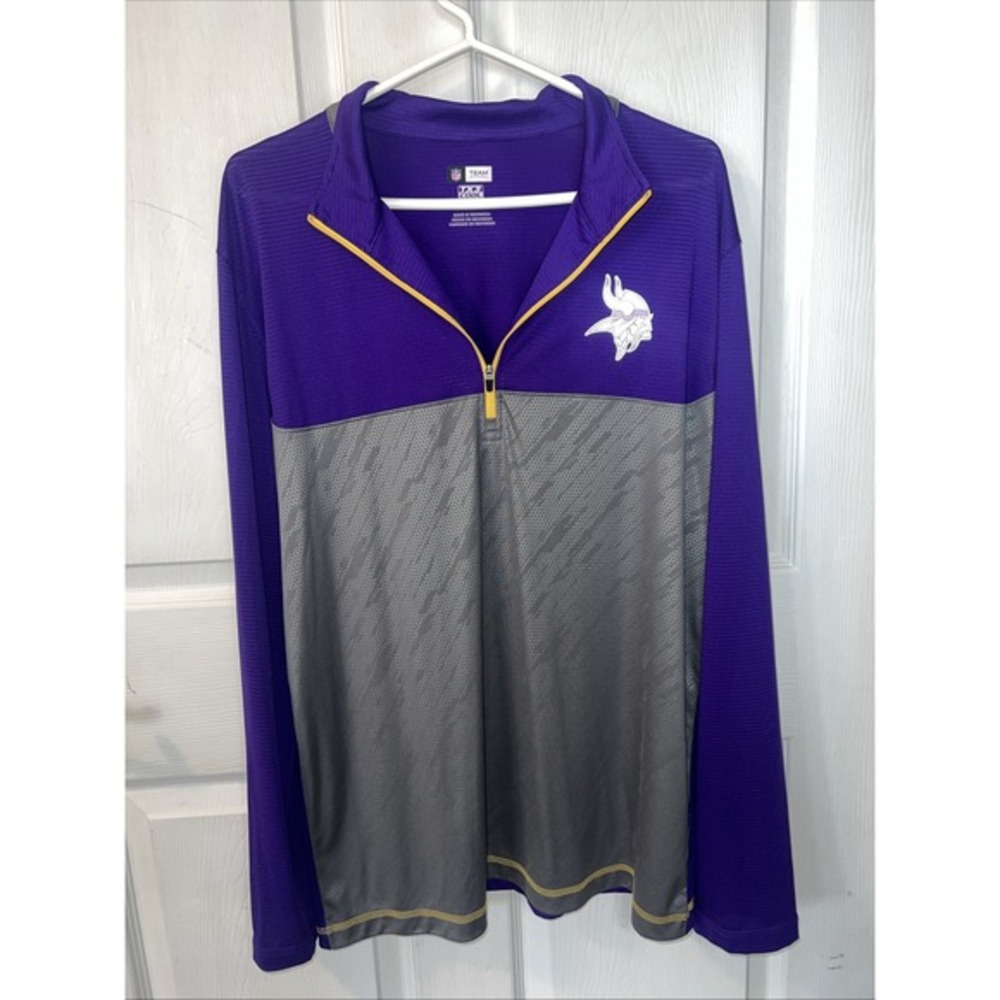 NFL Team Apparel Men's Minnesota Vikings 1/4 Zip Pullover TX3 Cool Size Large